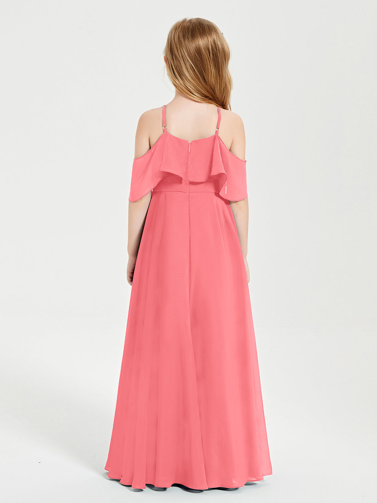 Off-the-Shoulder Long Dresses for Junior Bridesmaids Watermelon